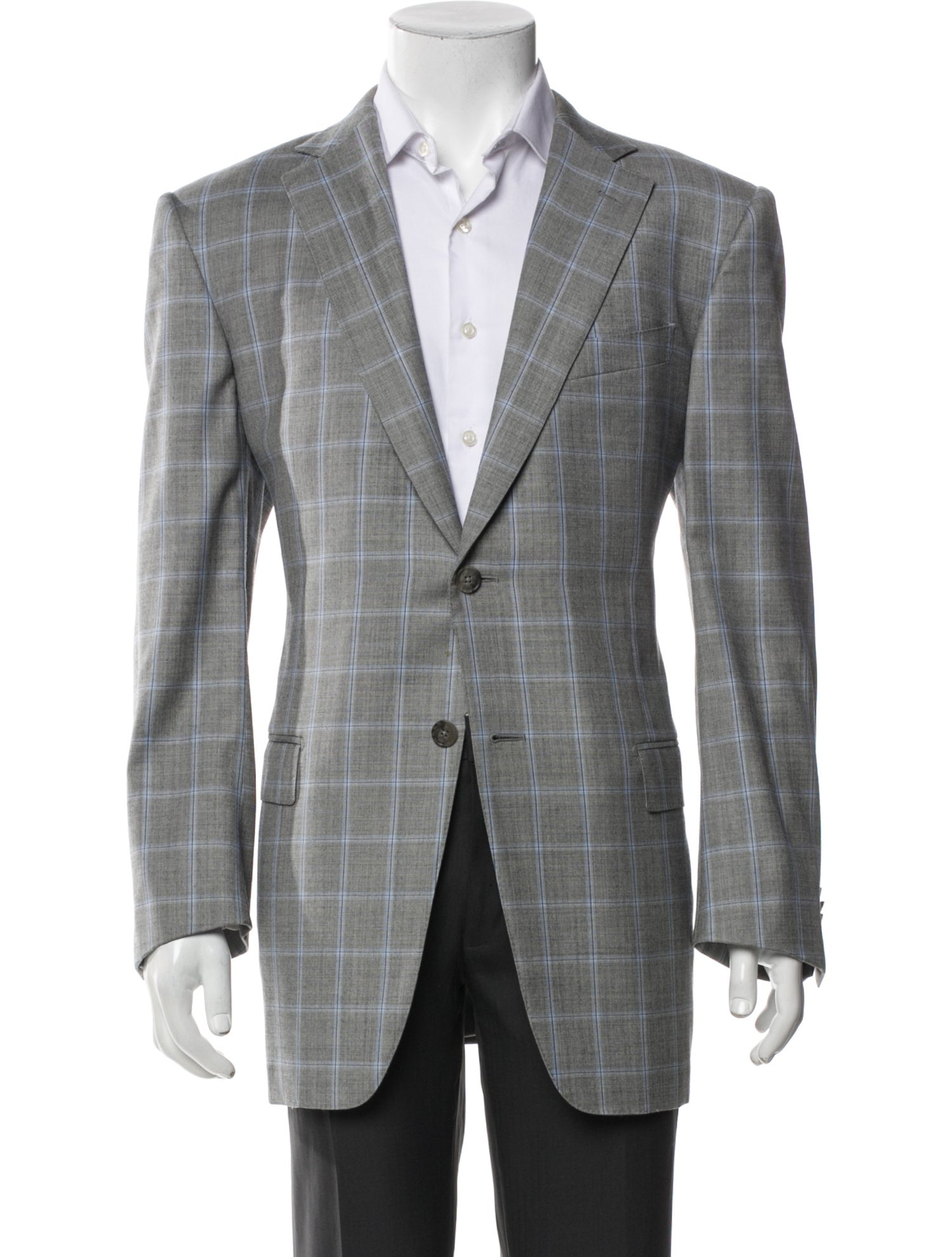 Ermenegildo Zegna Wool Plaid Print Blazer
