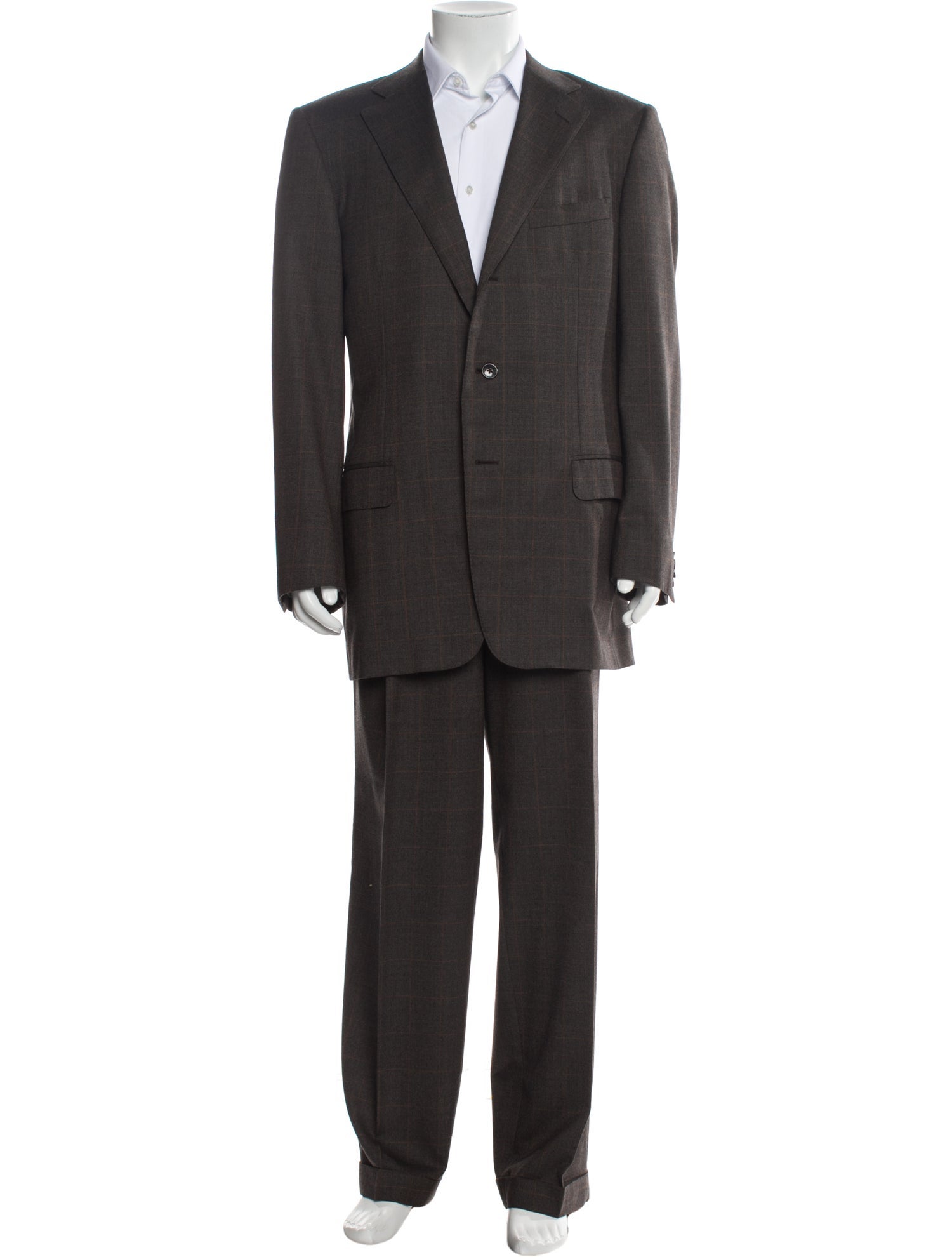 Ermenegildo Zegna Wool Plaid Print Two-Piece Suit