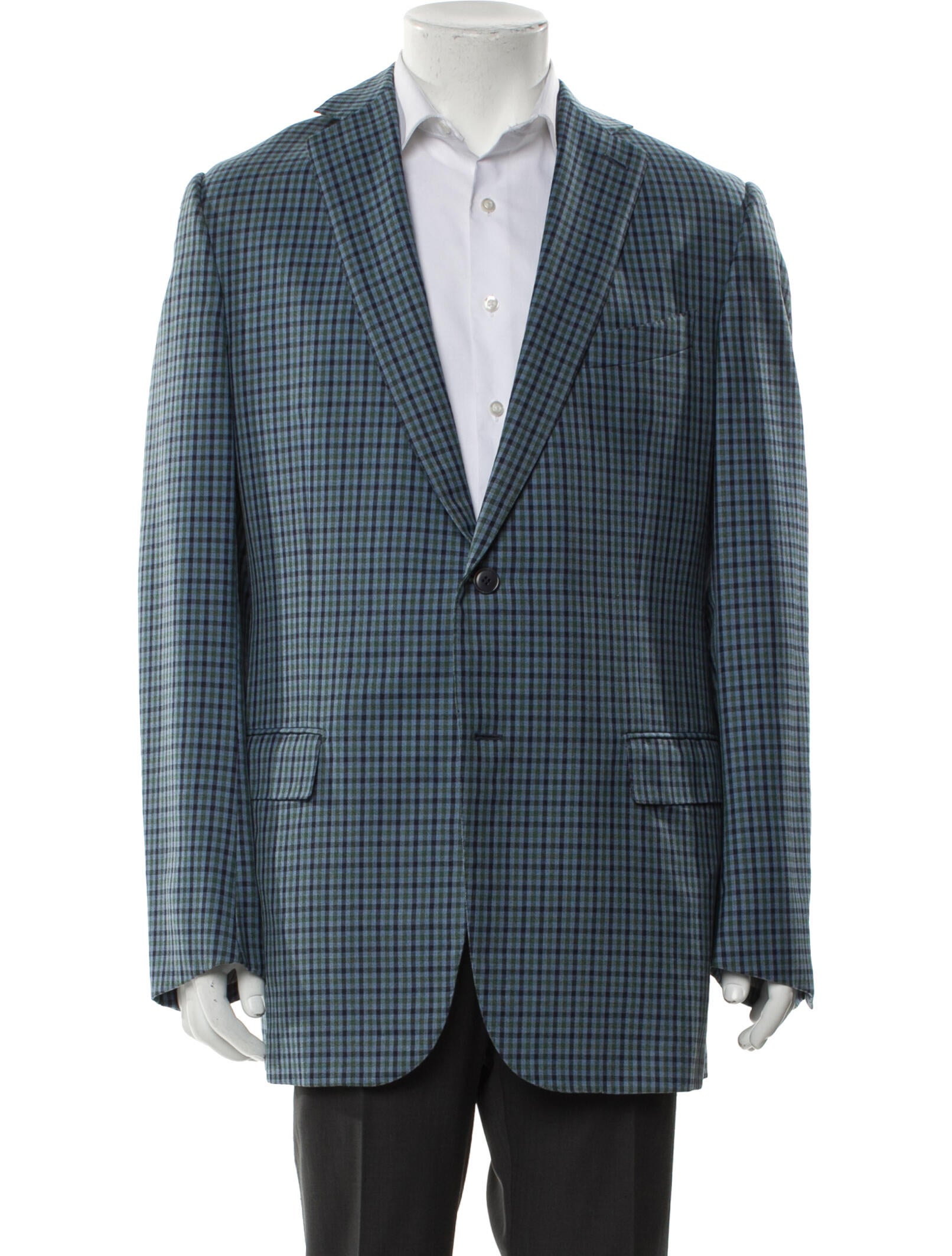 Ermenegildo Zegna Wool Plaid Print Blazer