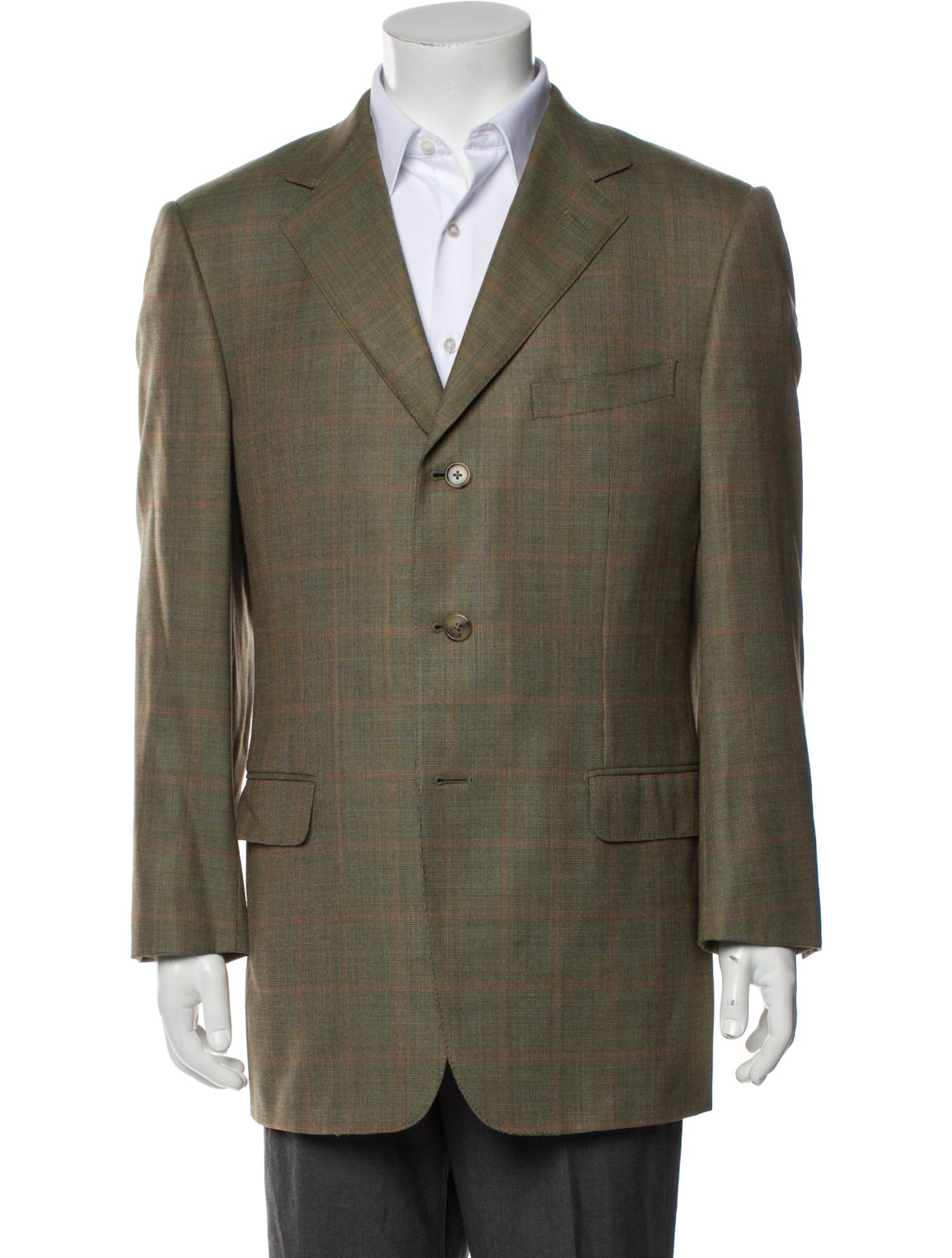 Ermenegildo Zegna Wool Plaid Print Blazer