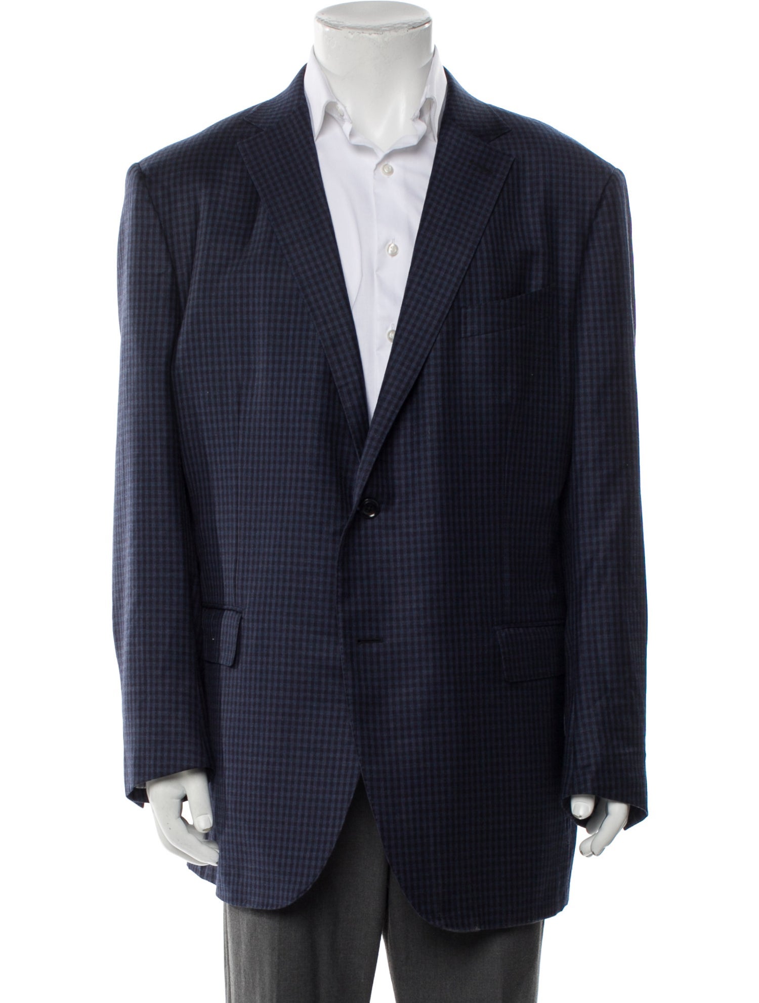 Ermenegildo Zegna Wool Plaid Print Blazer