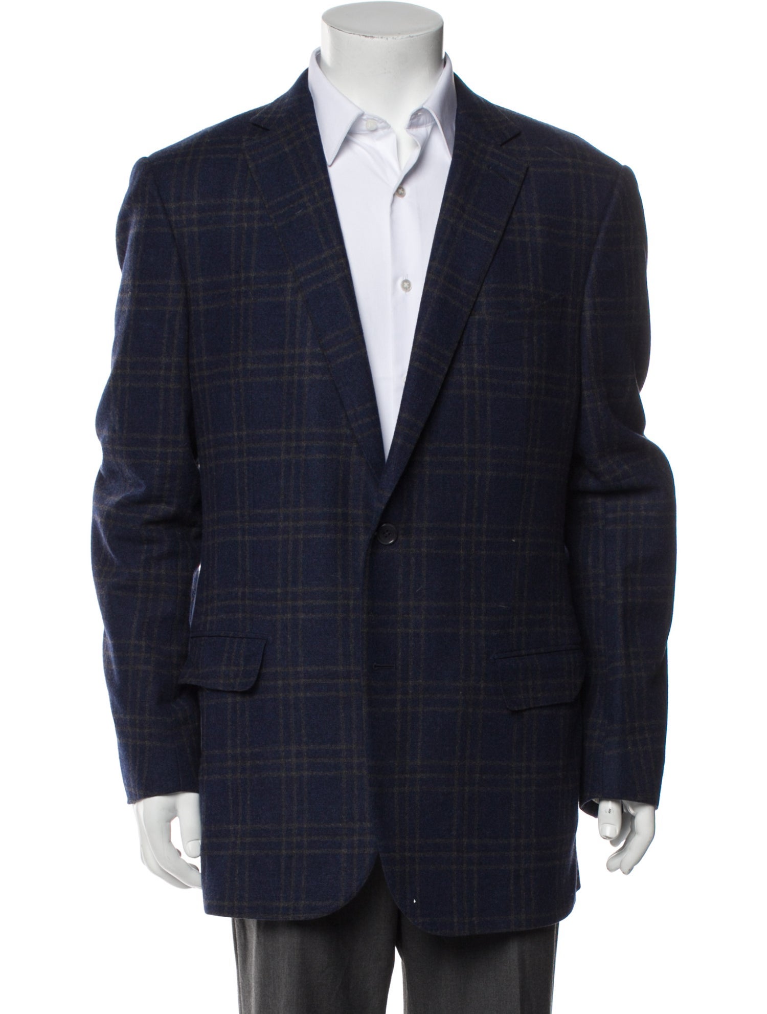 Ermenegildo Zegna Wool Plaid Print Blazer