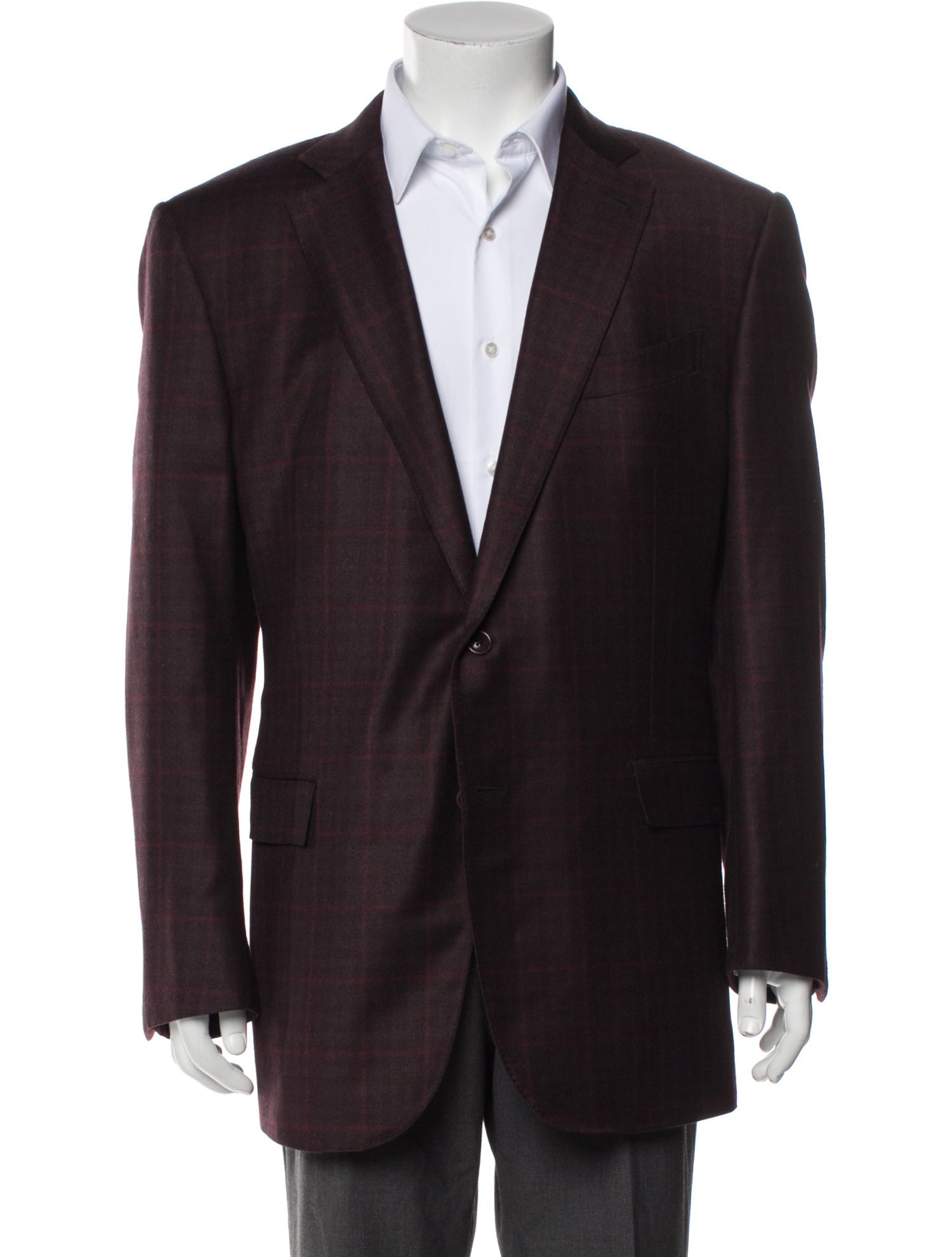 Ermenegildo Zegna Wool Plaid Print Blazer