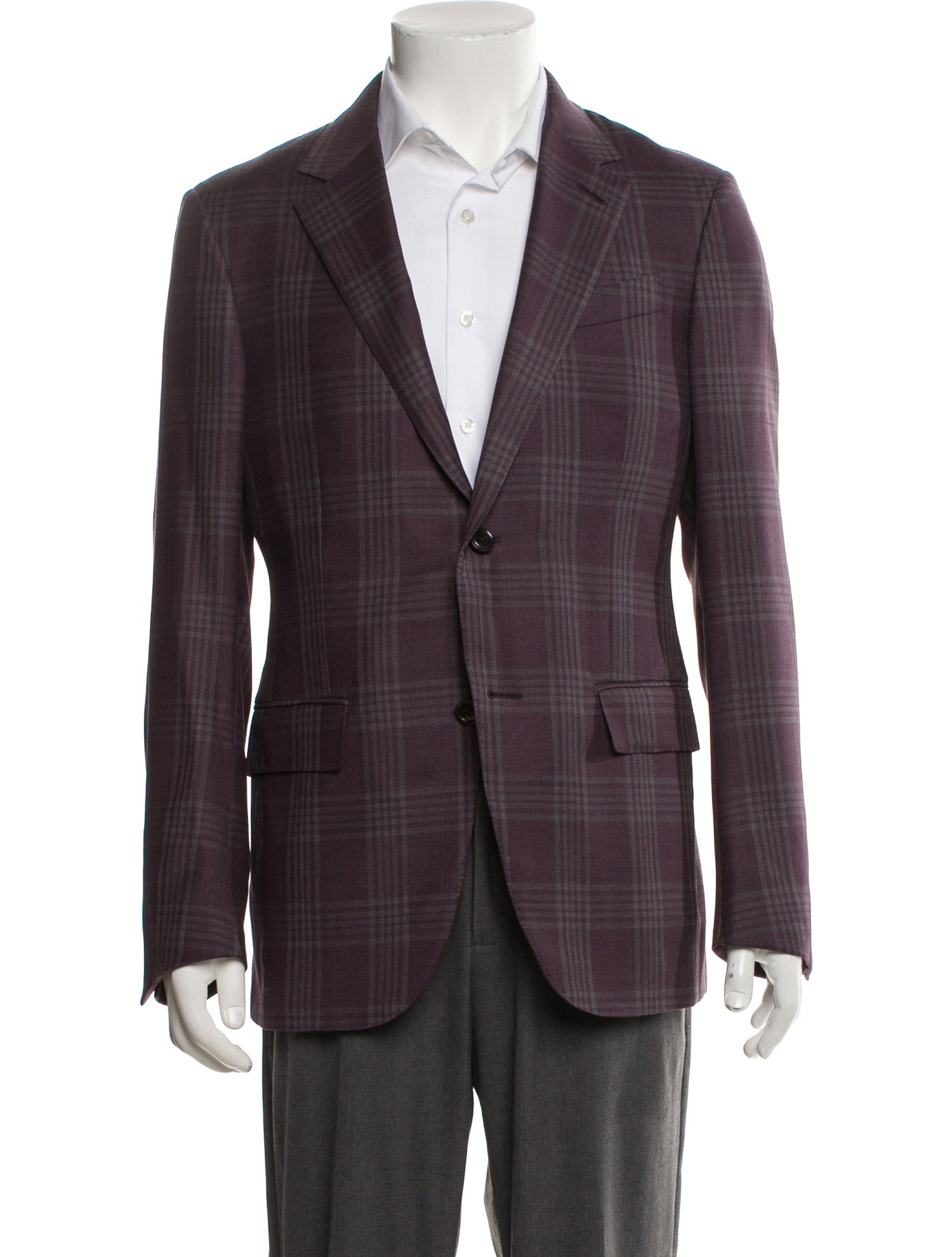 Ermenegildo Zegna Wool Plaid Print Blazer