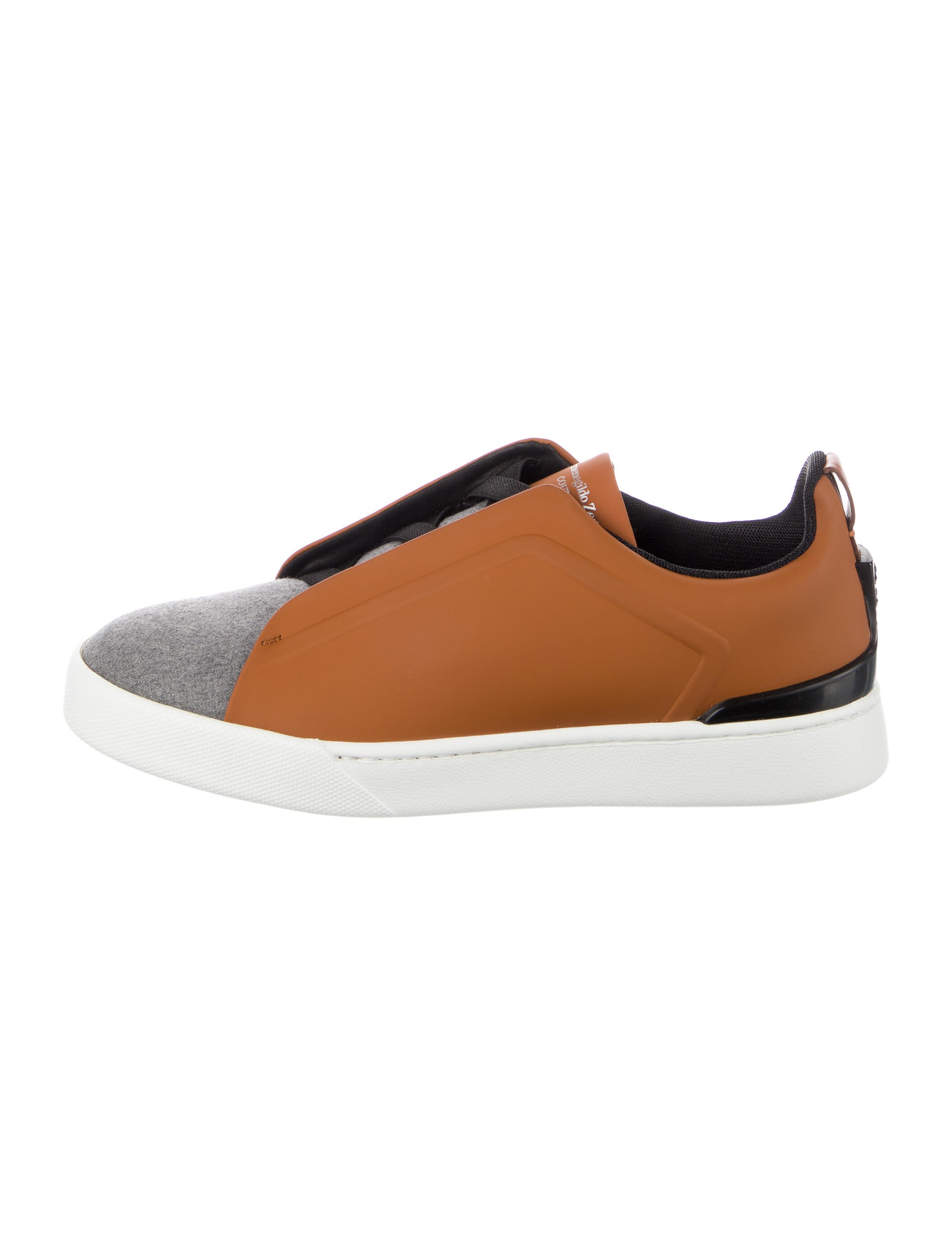 Ermenegildo Zegna Leather Colorblock Pattern Sneakers