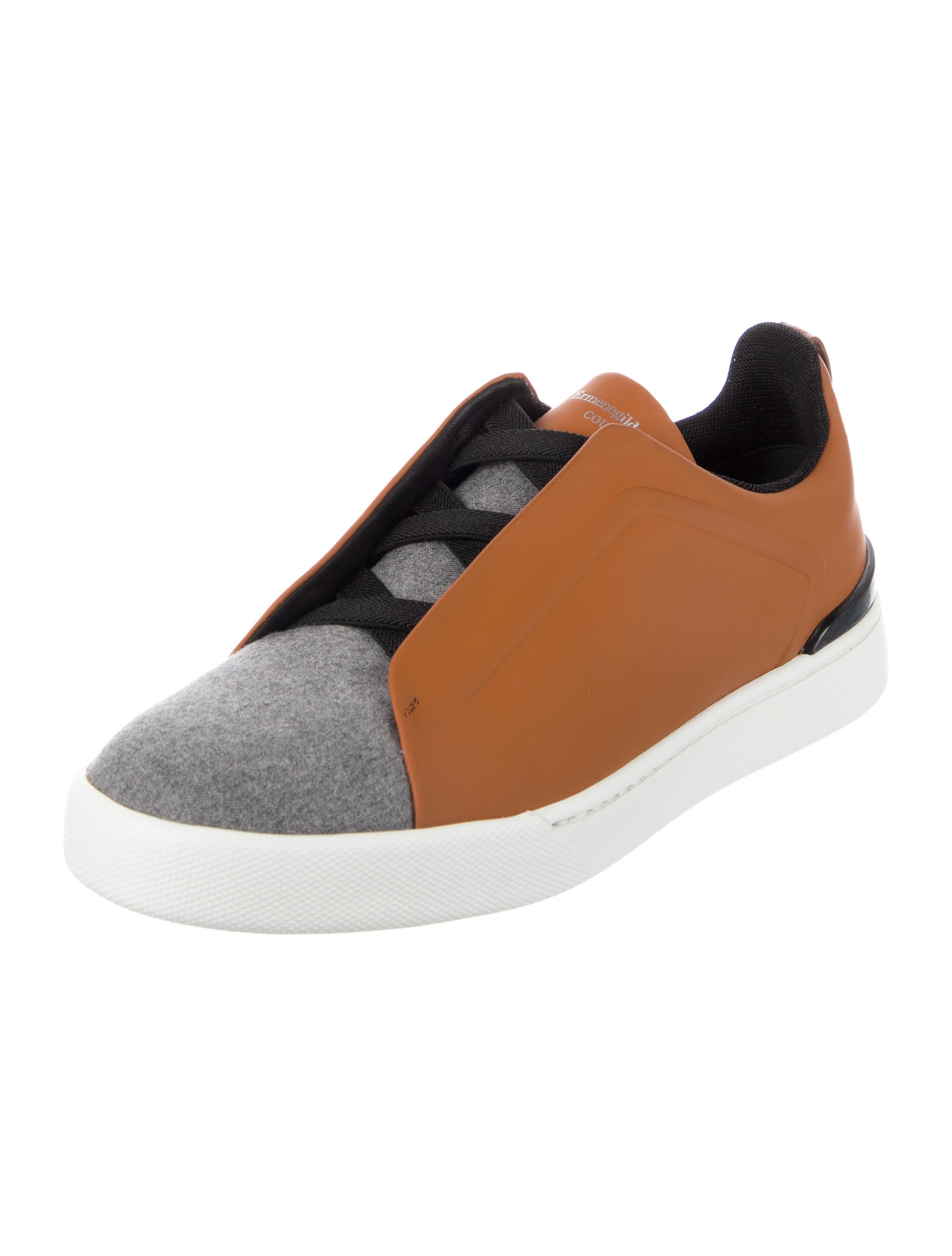 Ermenegildo Zegna Leather Colorblock Pattern Sneakers