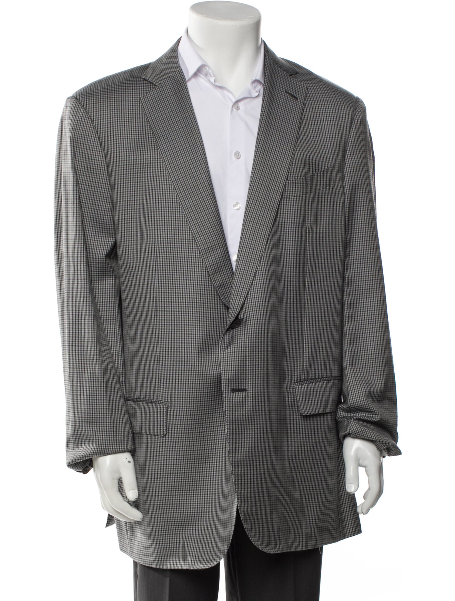 Ermenegildo Zegna Wool Plaid Print Overcoat