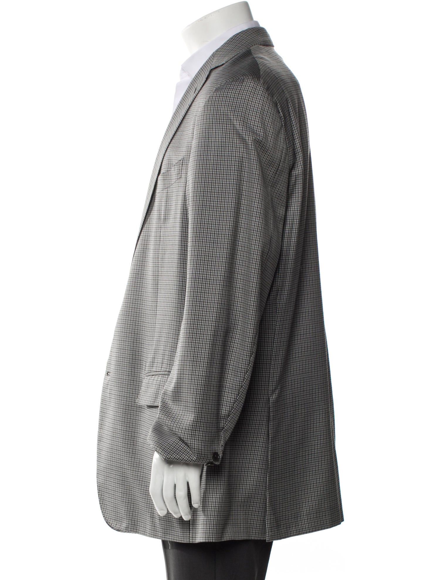 Ermenegildo Zegna Wool Plaid Print Overcoat