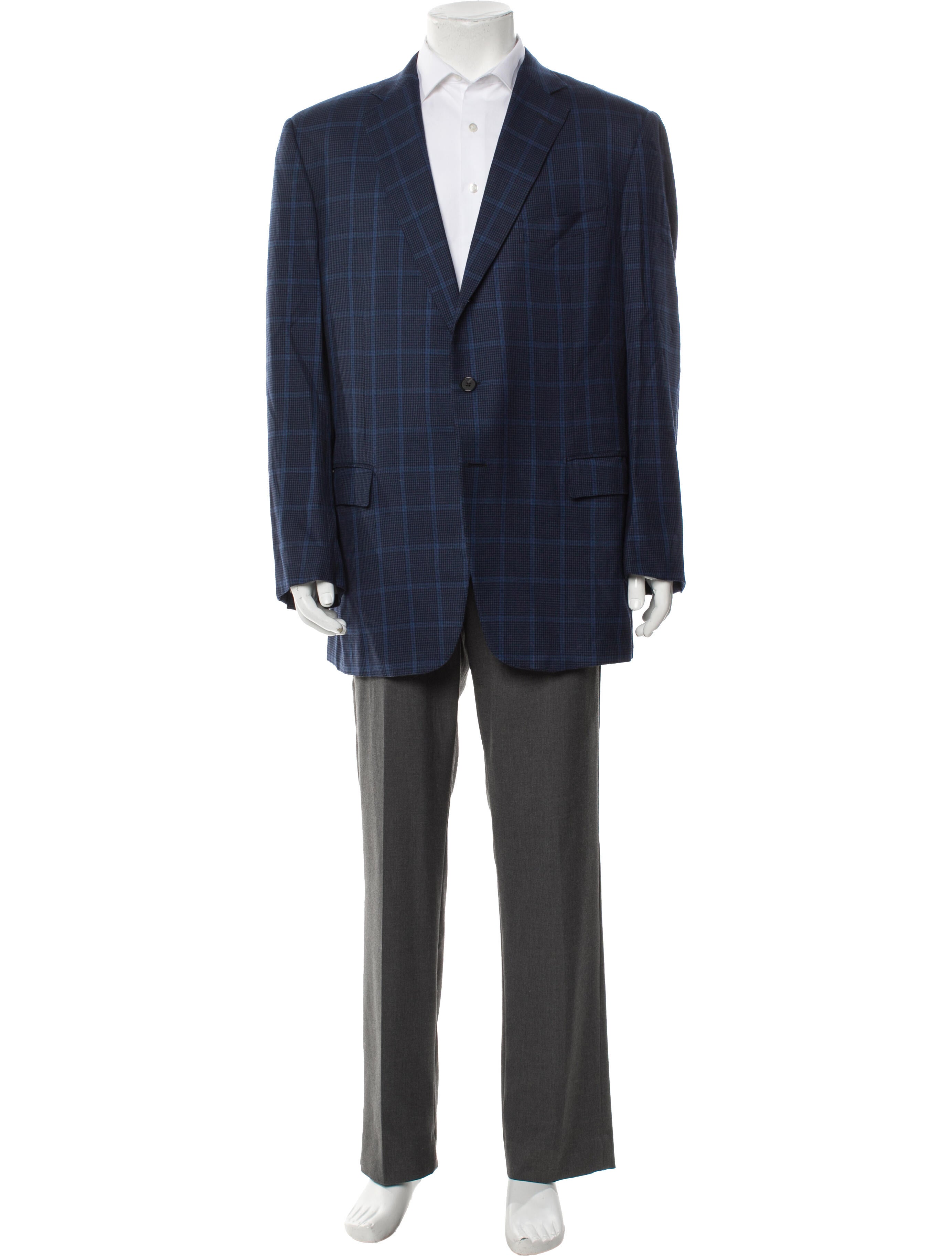 Ermenegildo Zegna Wool Plaid Print Blazer