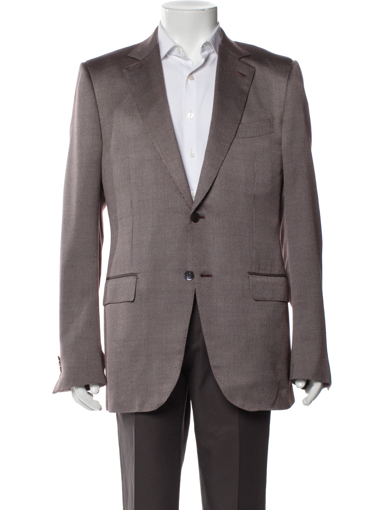 Ermenegildo Zegna Silk Plaid Print Peacoat