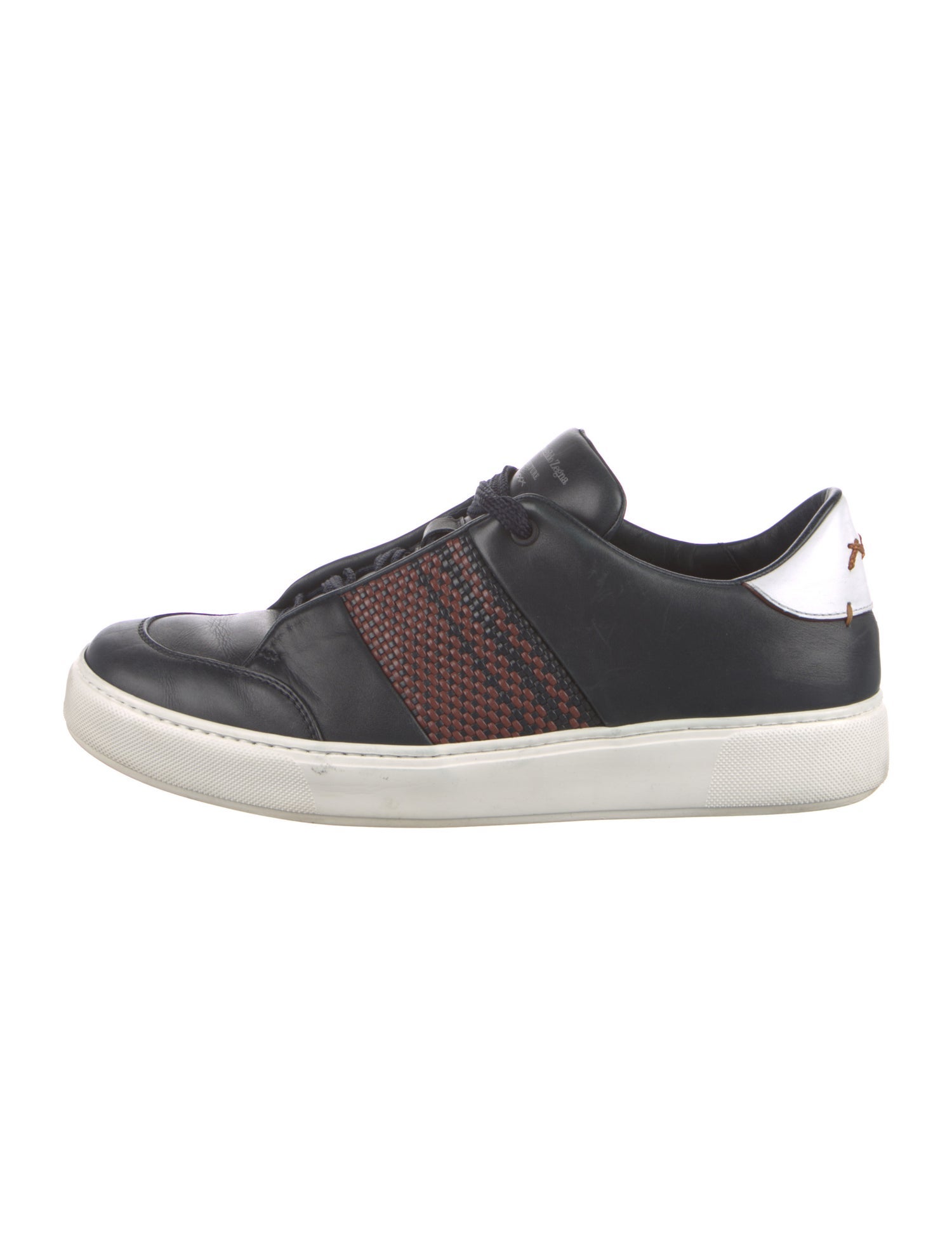 Ermenegildo Zegna Leather Colorblock Pattern Sneakers