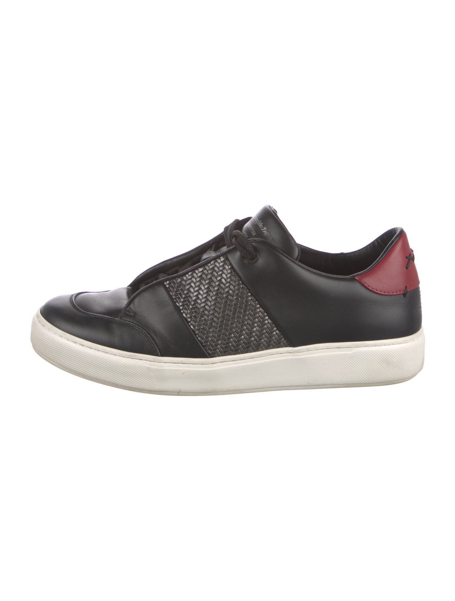 Ermenegildo Zegna Leather Colorblock Pattern Sneakers