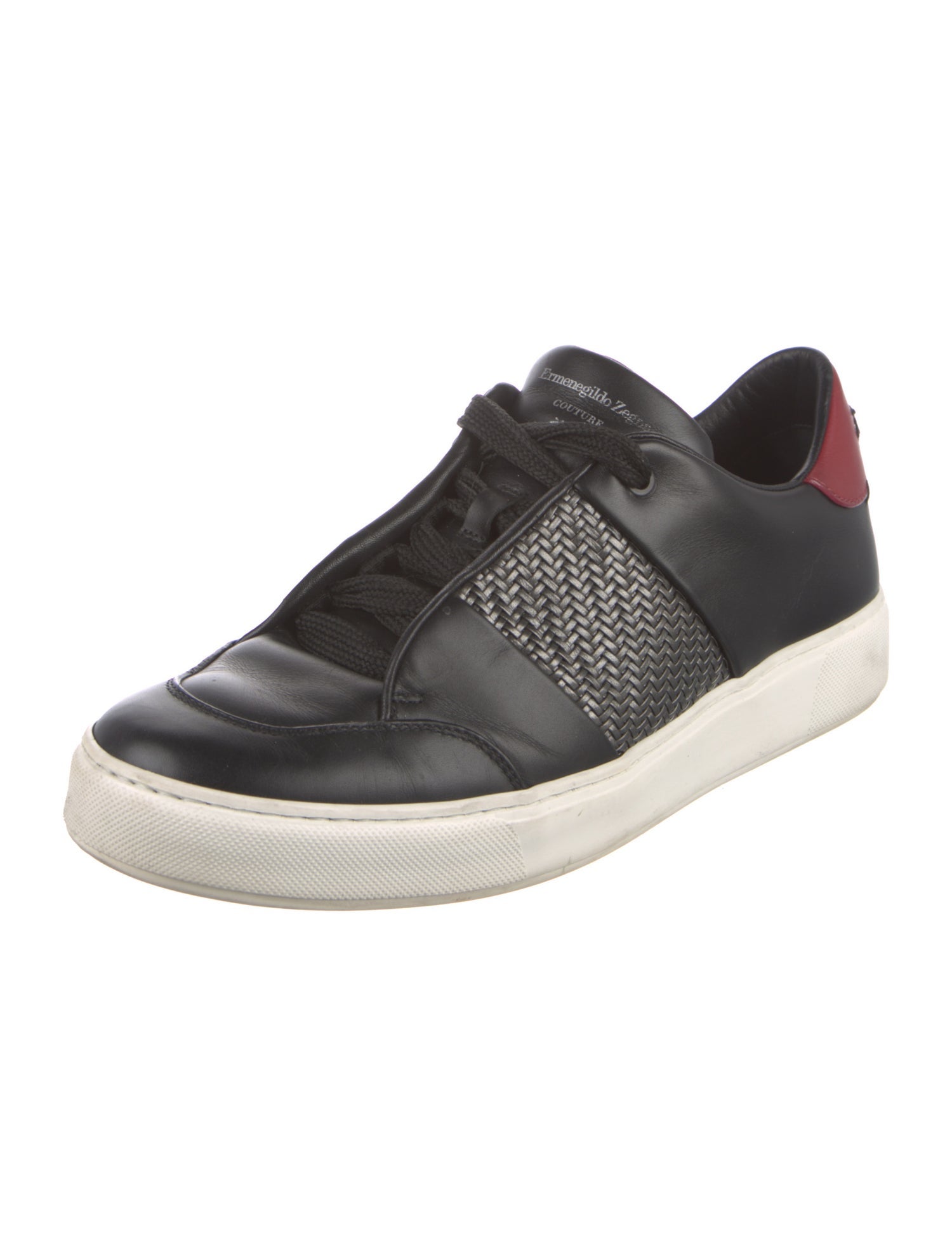 Ermenegildo Zegna Leather Colorblock Pattern Sneakers