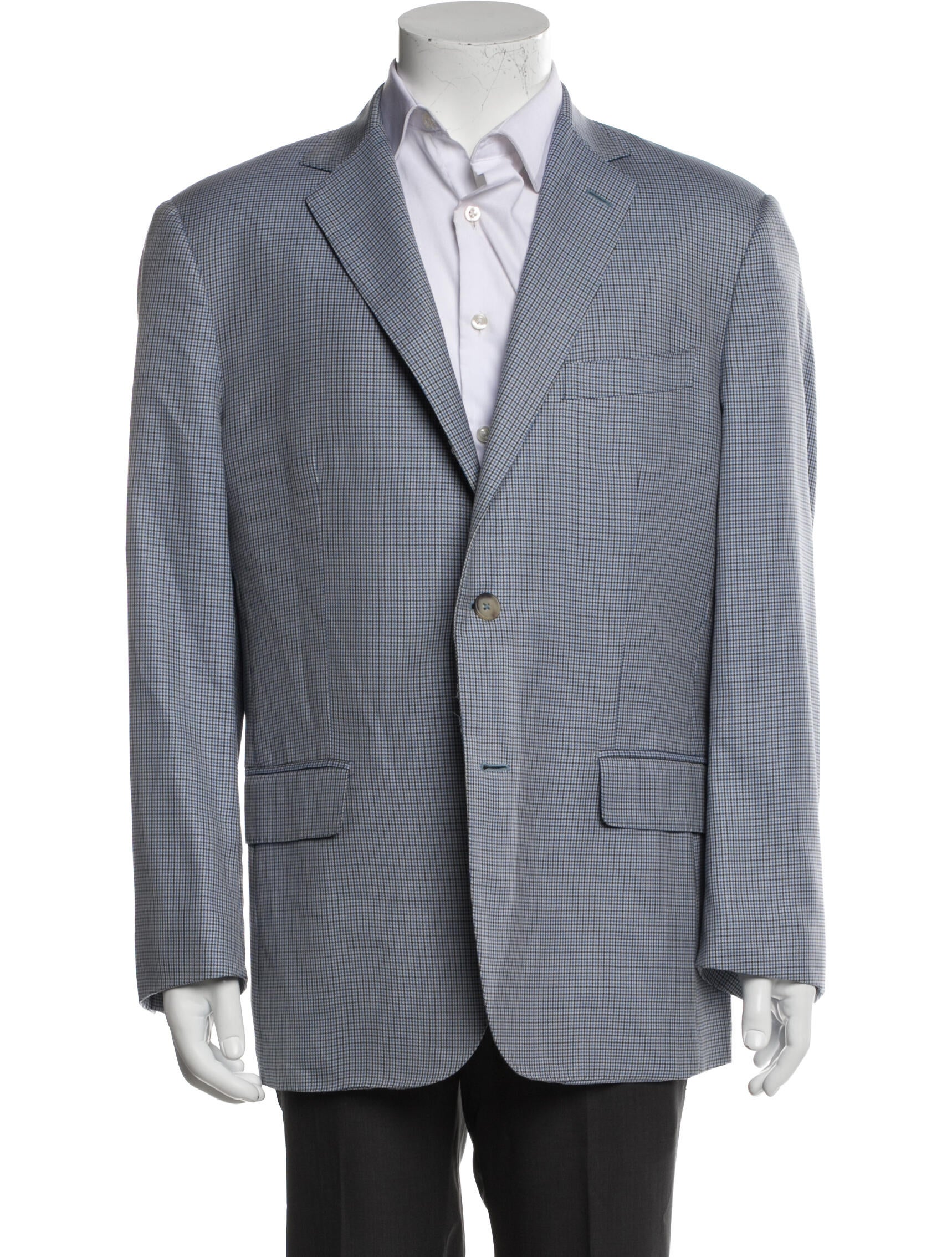 Ermenegildo Zegna Wool Plaid Print Blazer