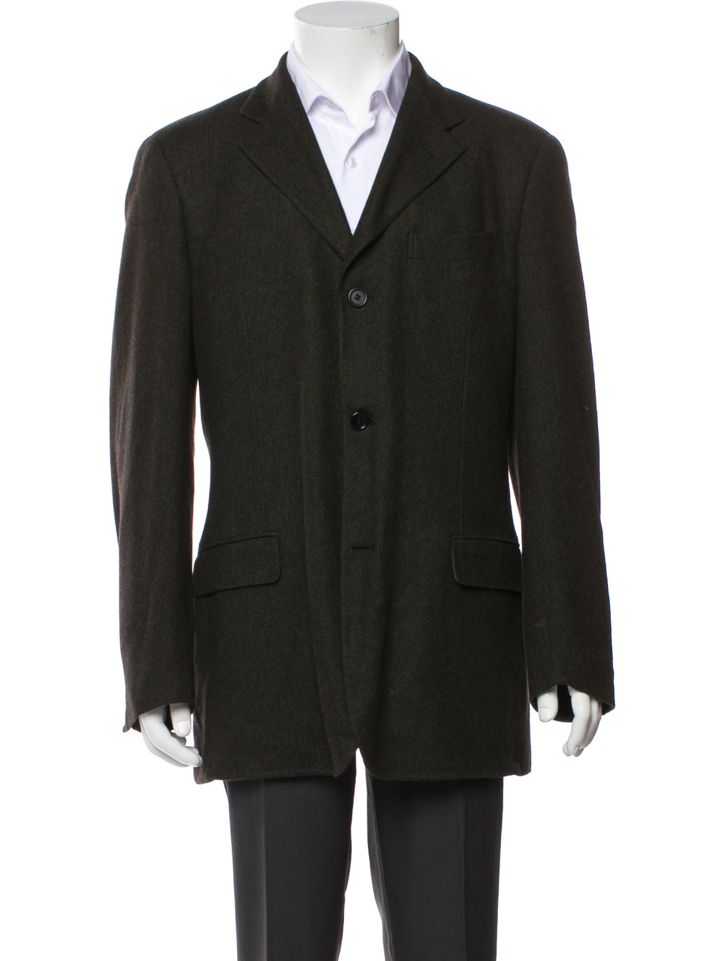 Ermenegildo Zegna Cashmere Leather Trim Embellishment Blazer