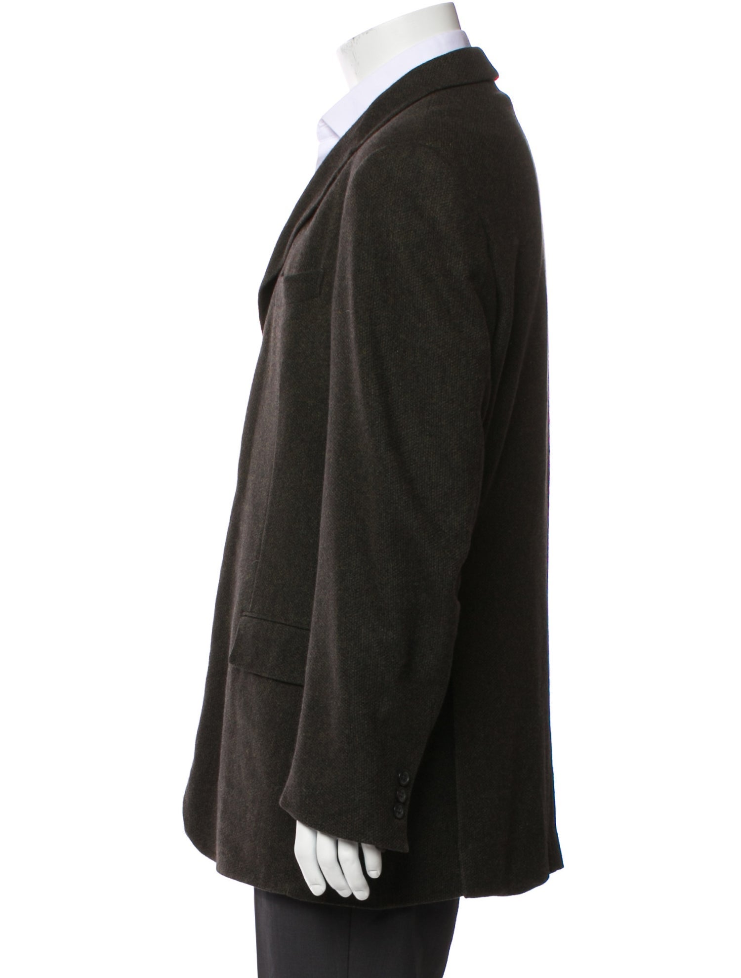 Ermenegildo Zegna Cashmere Leather Trim Embellishment Blazer