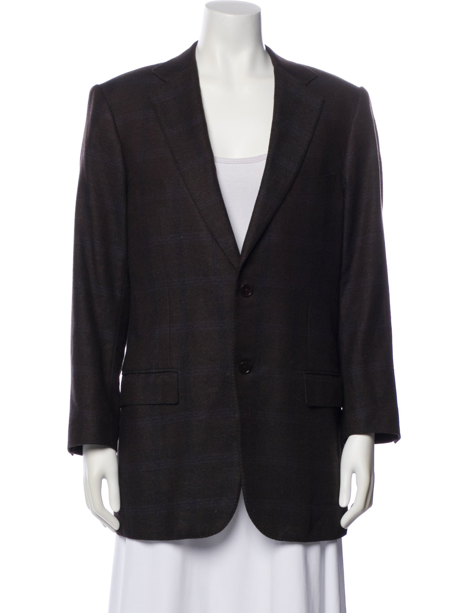 Ermenegildo Zegna Silk Plaid Print Blazer