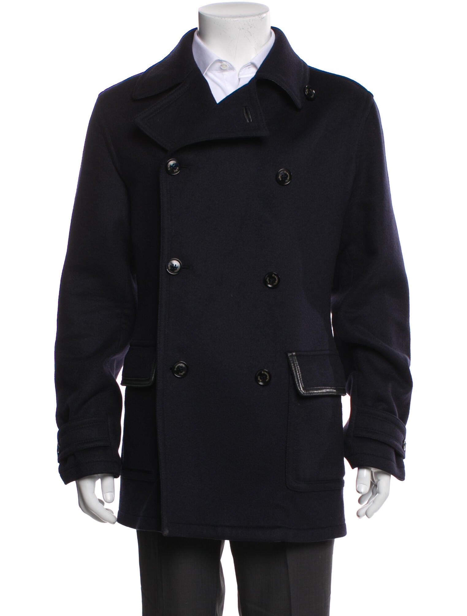 Ermenegildo Zegna Leather Peacoat