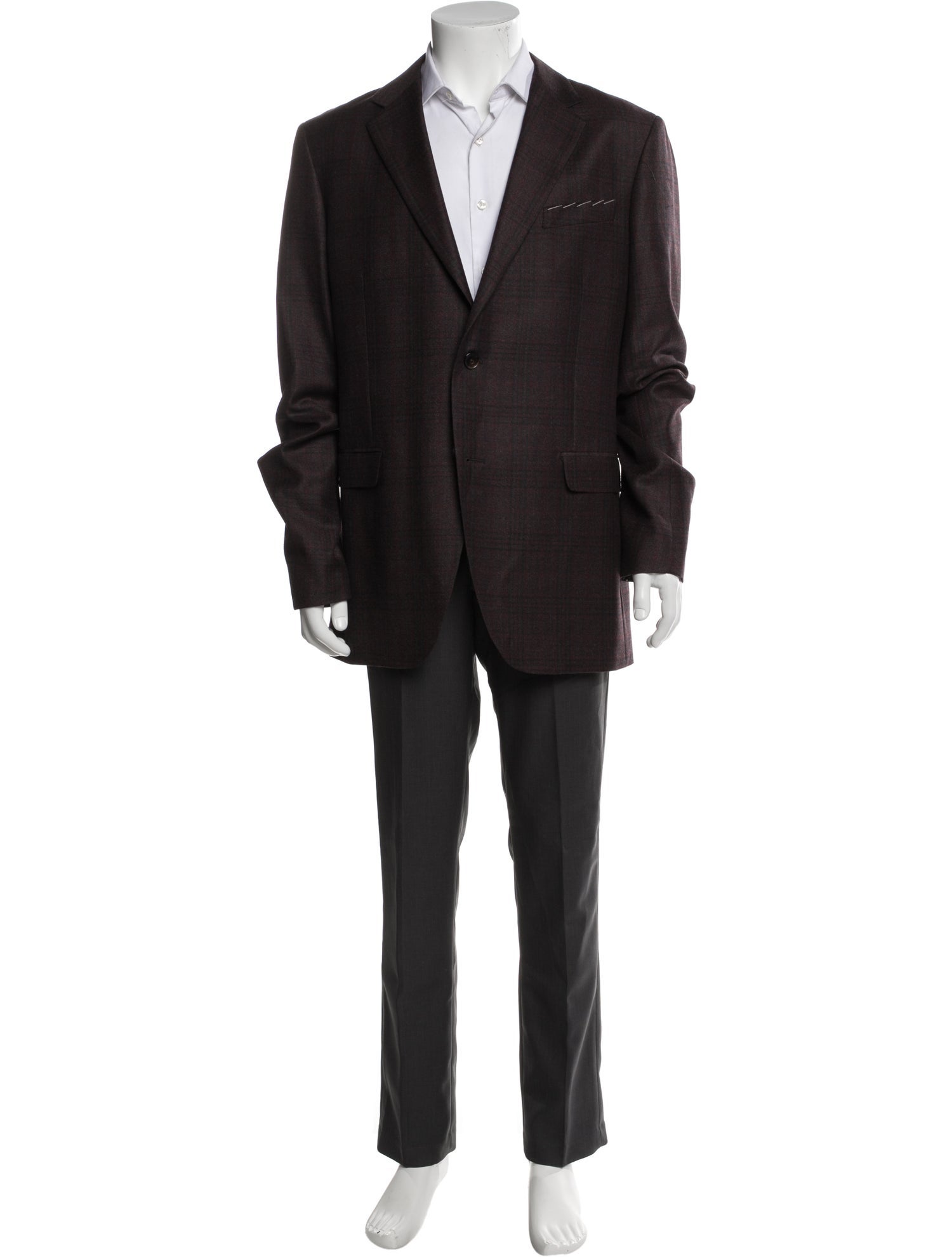 Ermenegildo Zegna Wool Plaid Print Blazer