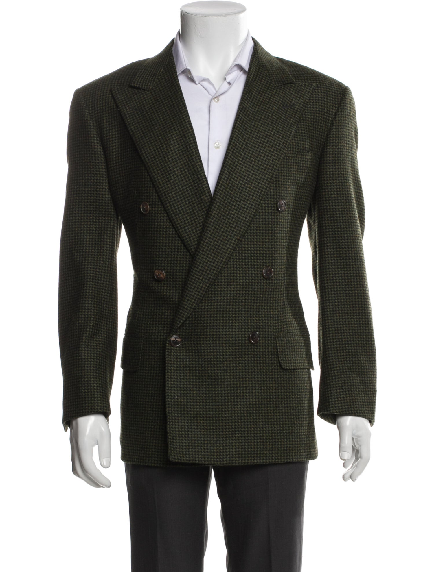 Ermenegildo Zegna Houndstooth Print Peacoat