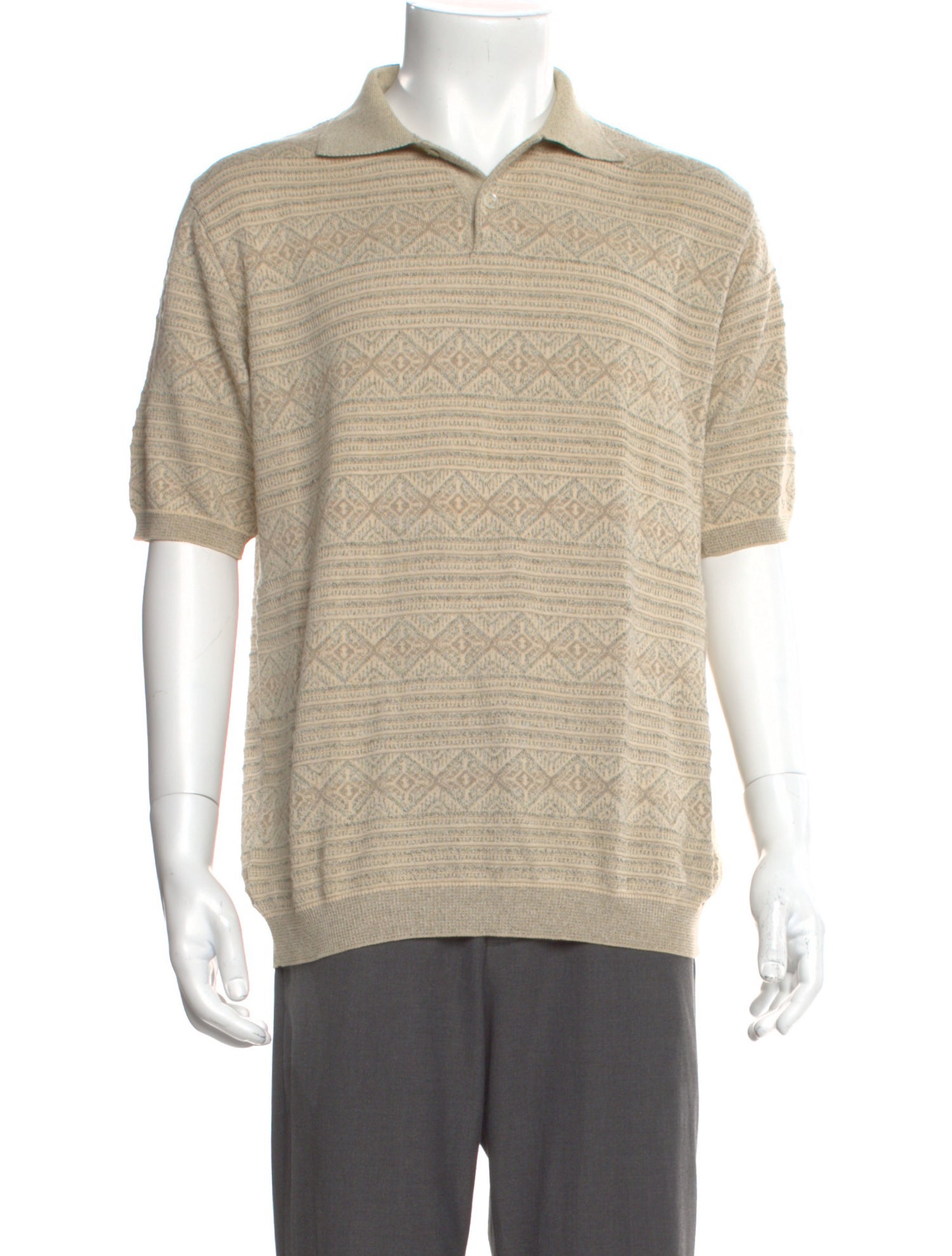 Ermenegildo Zegna Patterned Mock Neck Polo Sweater