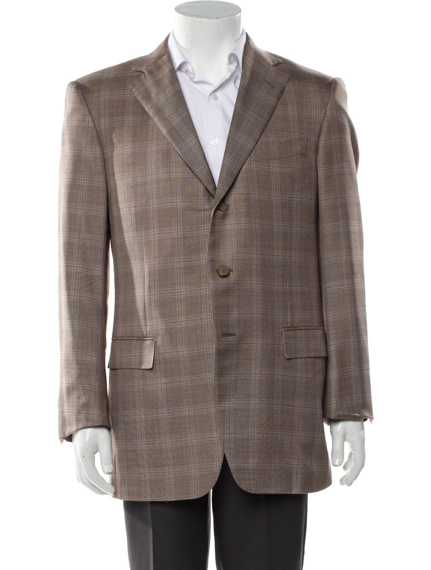 Ermenegildo Zegna Wool Plaid Print Blazer