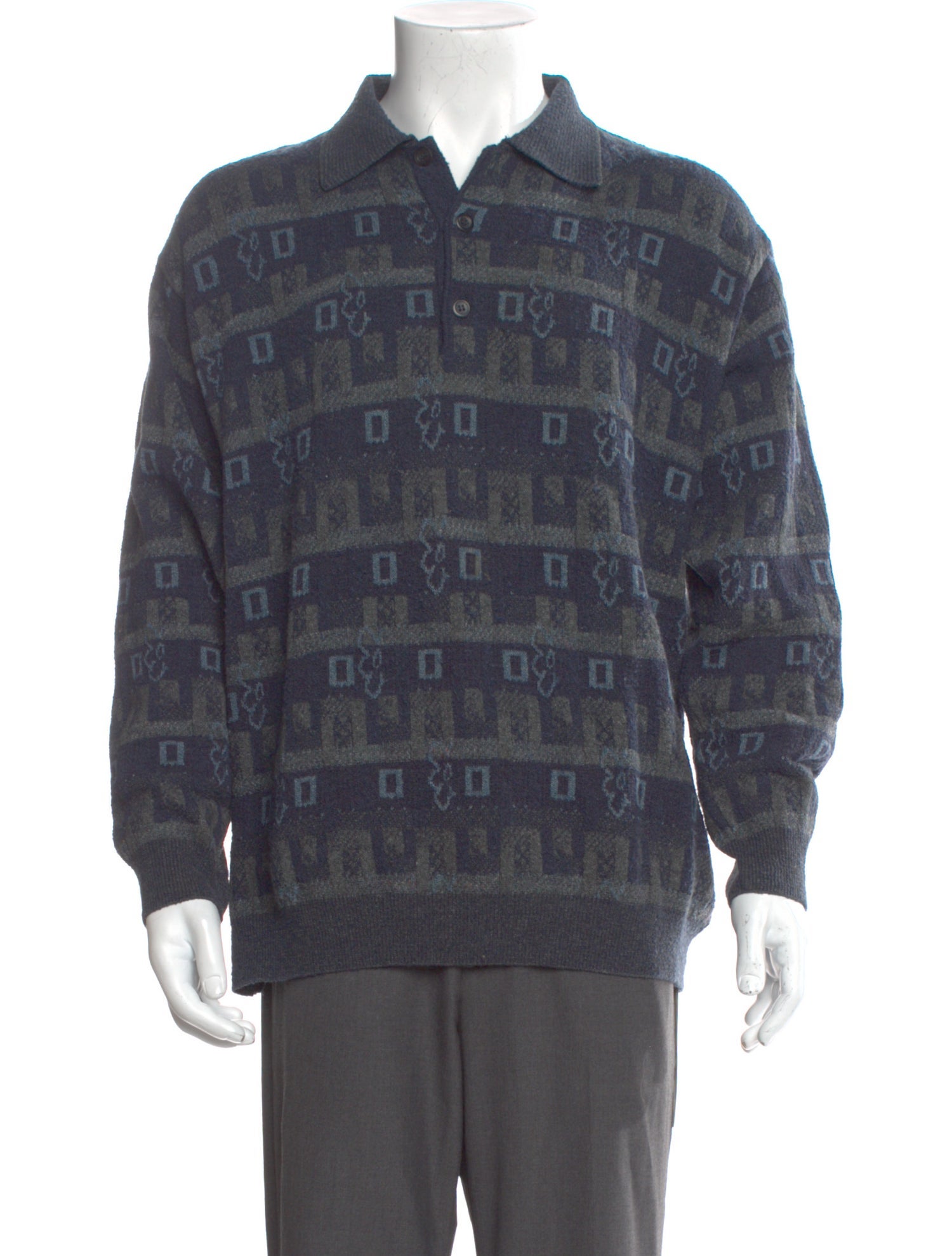Ermenegildo Zegna Printed Collar Polo Sweater