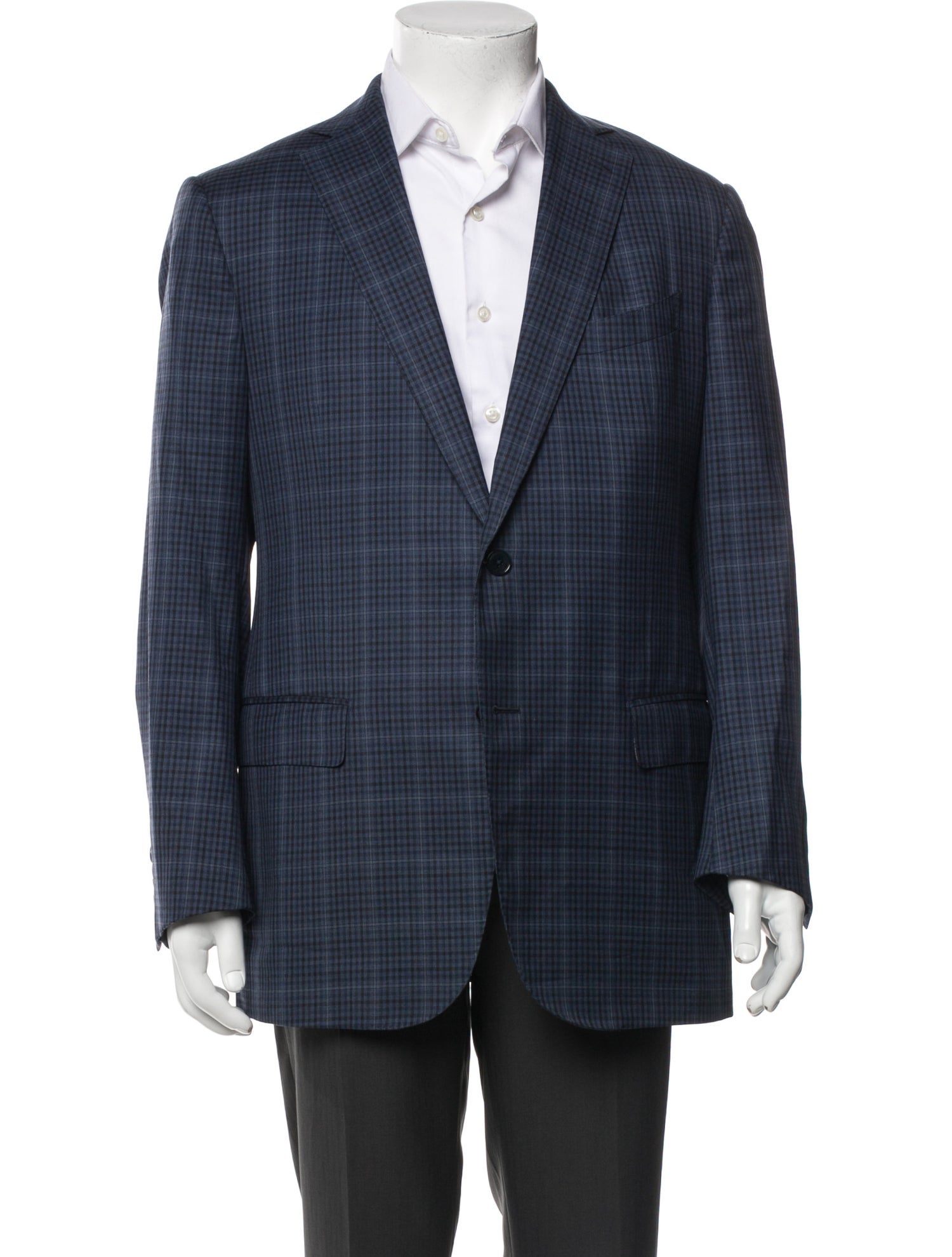 Ermenegildo Zegna Wool Plaid Print Blazer