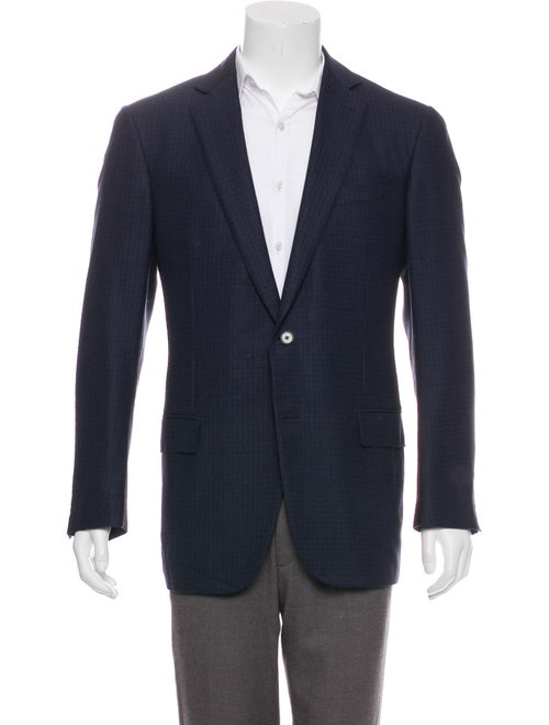 Ermenegildo Zegna Wool Plaid Blazer navy