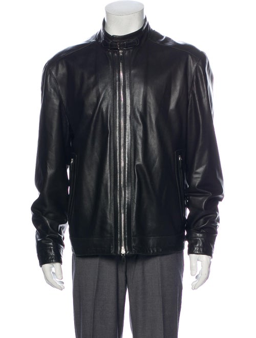 Ermenegildo Zegna Leather Moto Jacket Black