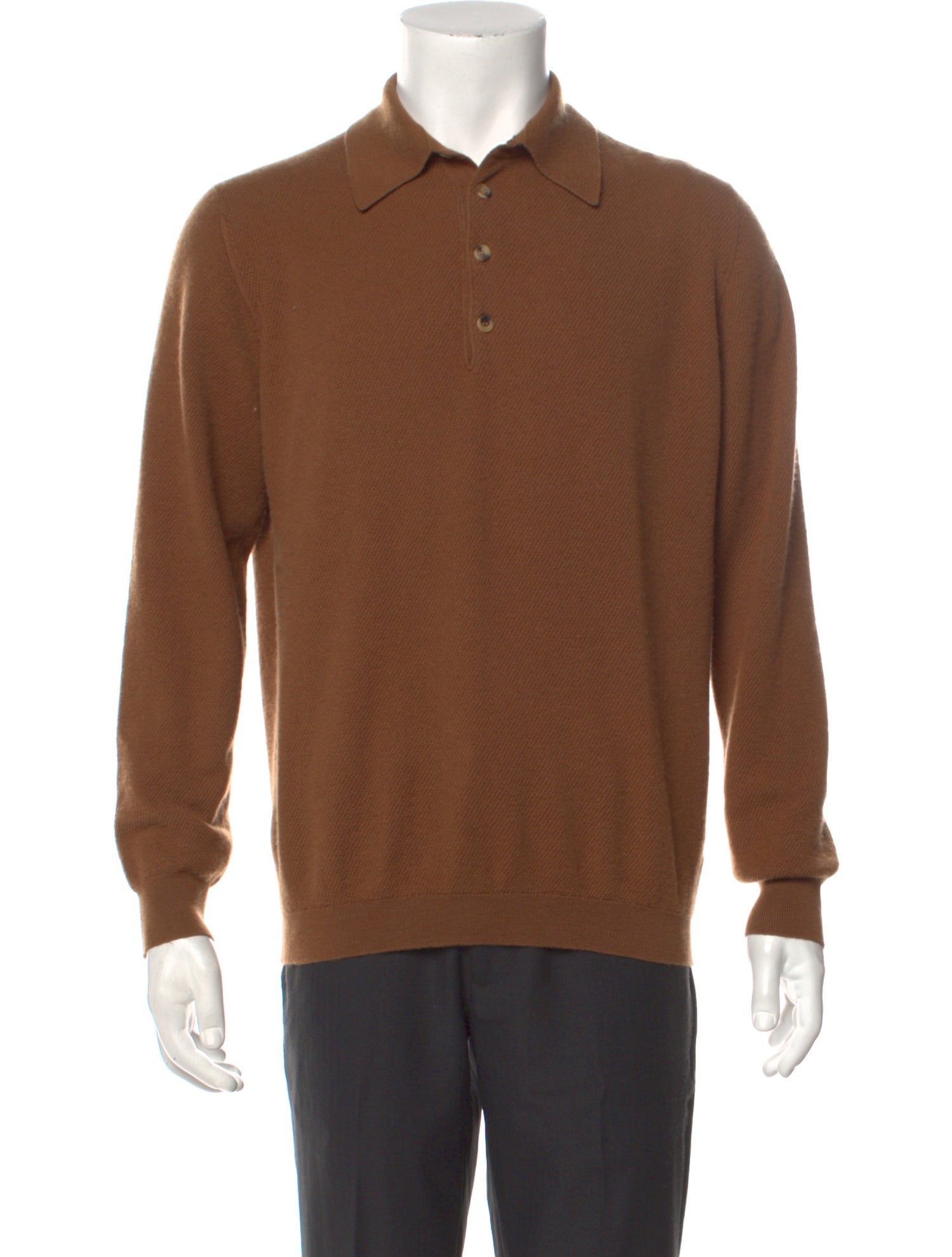 Ermenegildo Zegna Cashmere Mock Neck Polo Sweater - Brown Sweaters ...