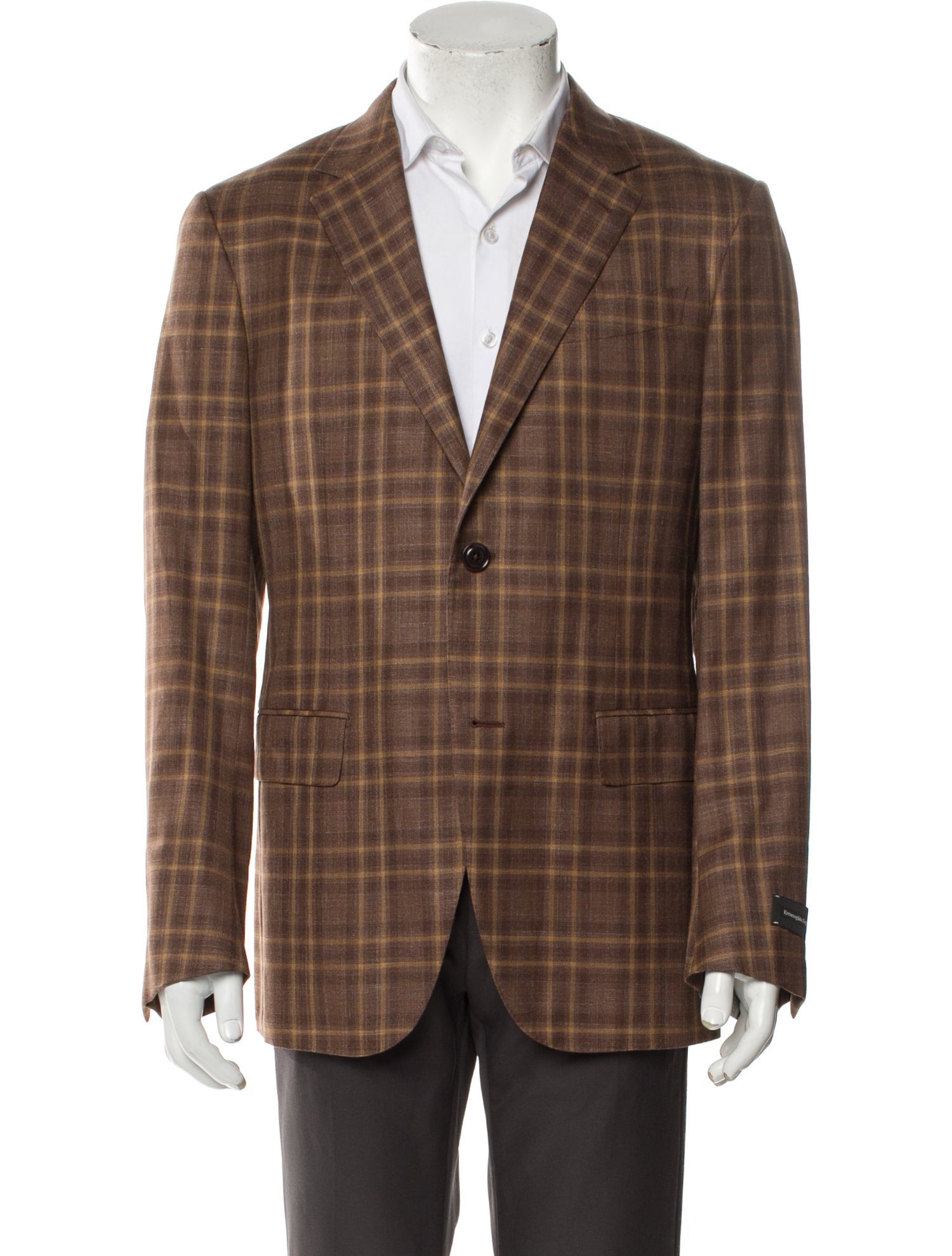 Ermenegildo Zegna Wool Plaid Print Blazer