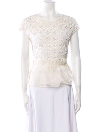 Huishan Zhang Silk Lace Pattern Top