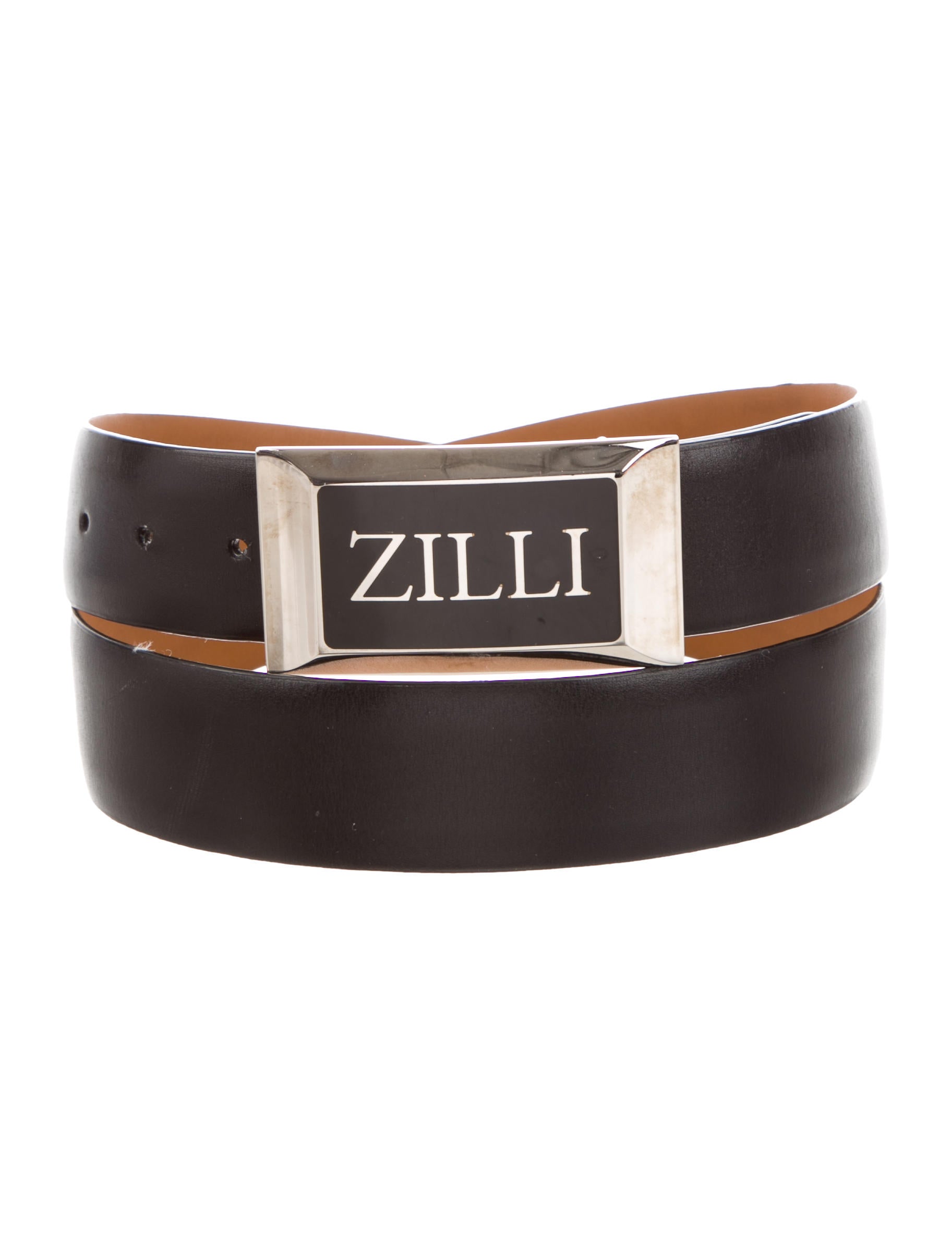 Zilli Logo Buckle Leather Belt Accessories ZIL20311 The RealReal