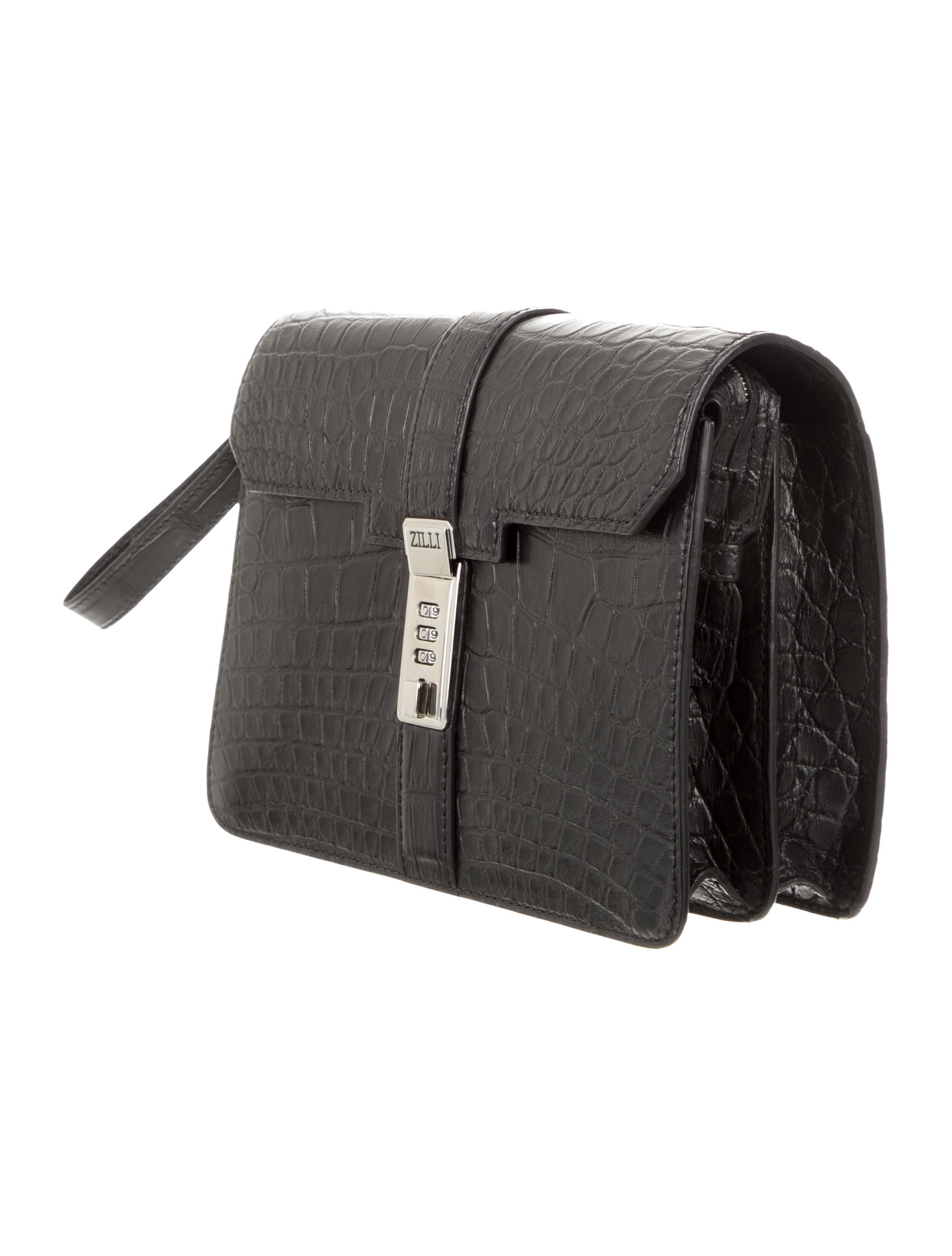 Zilli Crocodile Portfolio - Black Portfolios & Pouches, Bags