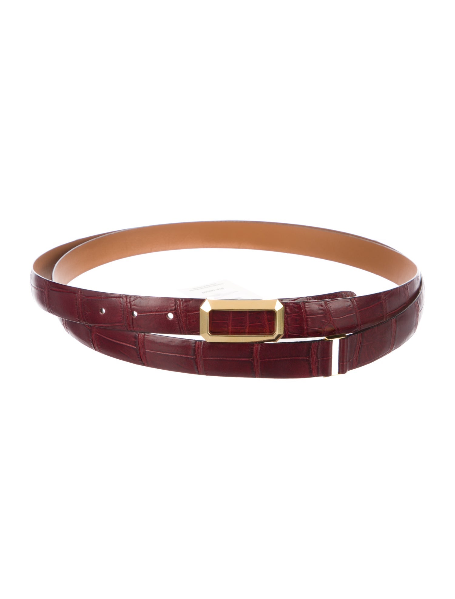 Zilli Skinny Crocodile Belt Burgundy Belts, Accessories ZIL22110 The RealReal