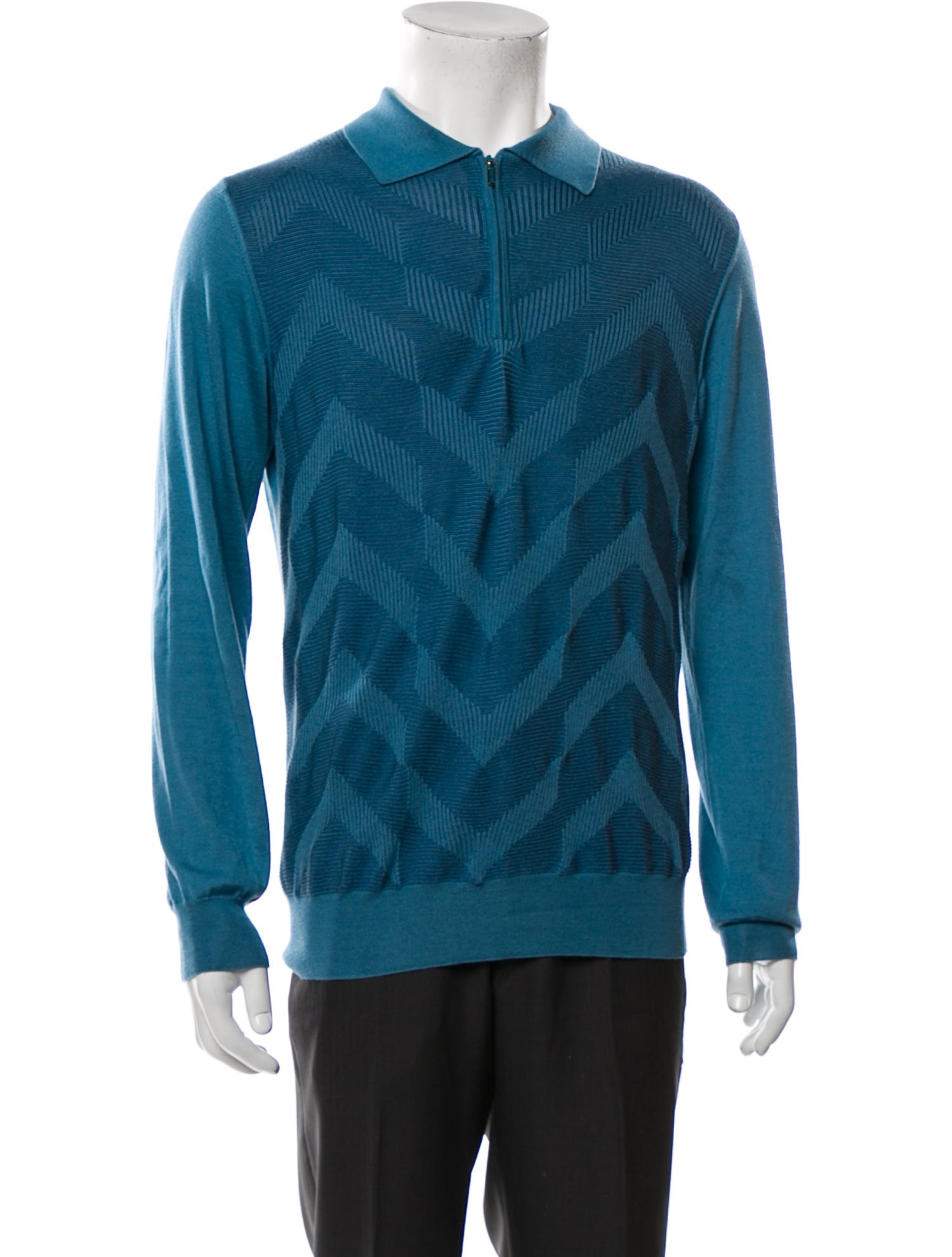 Zilli Cashmere Striped Polo Sweater