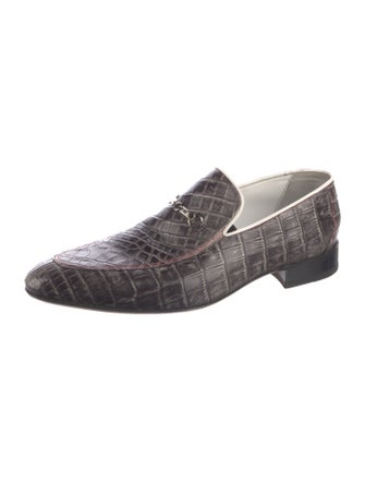 Zilli Crocodile Printed Dress Loafers