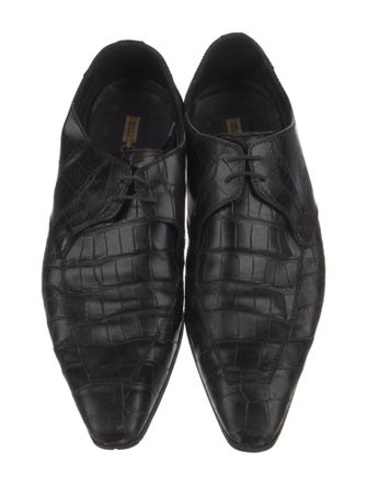 Zilli Leather Animal Print Derby Shoes