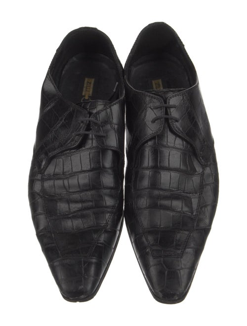 Zilli Leather Animal Print Derby Shoes