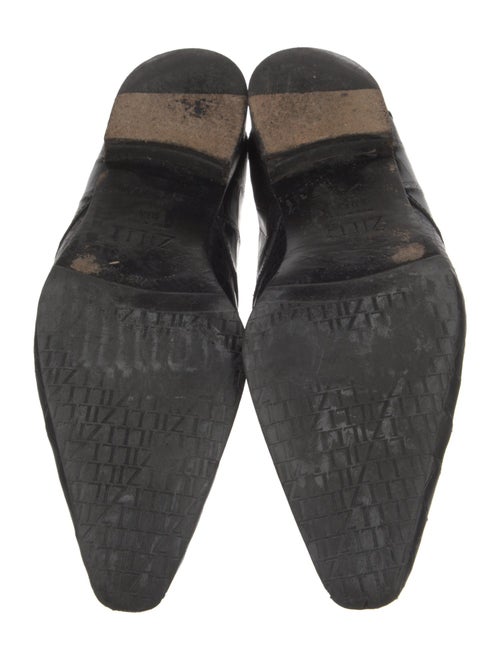 Zilli Leather Animal Print Derby Shoes