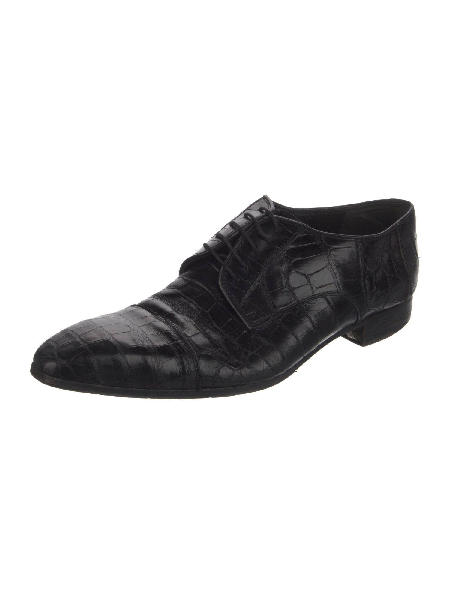 Zilli Leather Animal Print Derby Shoes