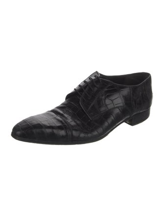 Zilli Leather Animal Print Derby Shoes