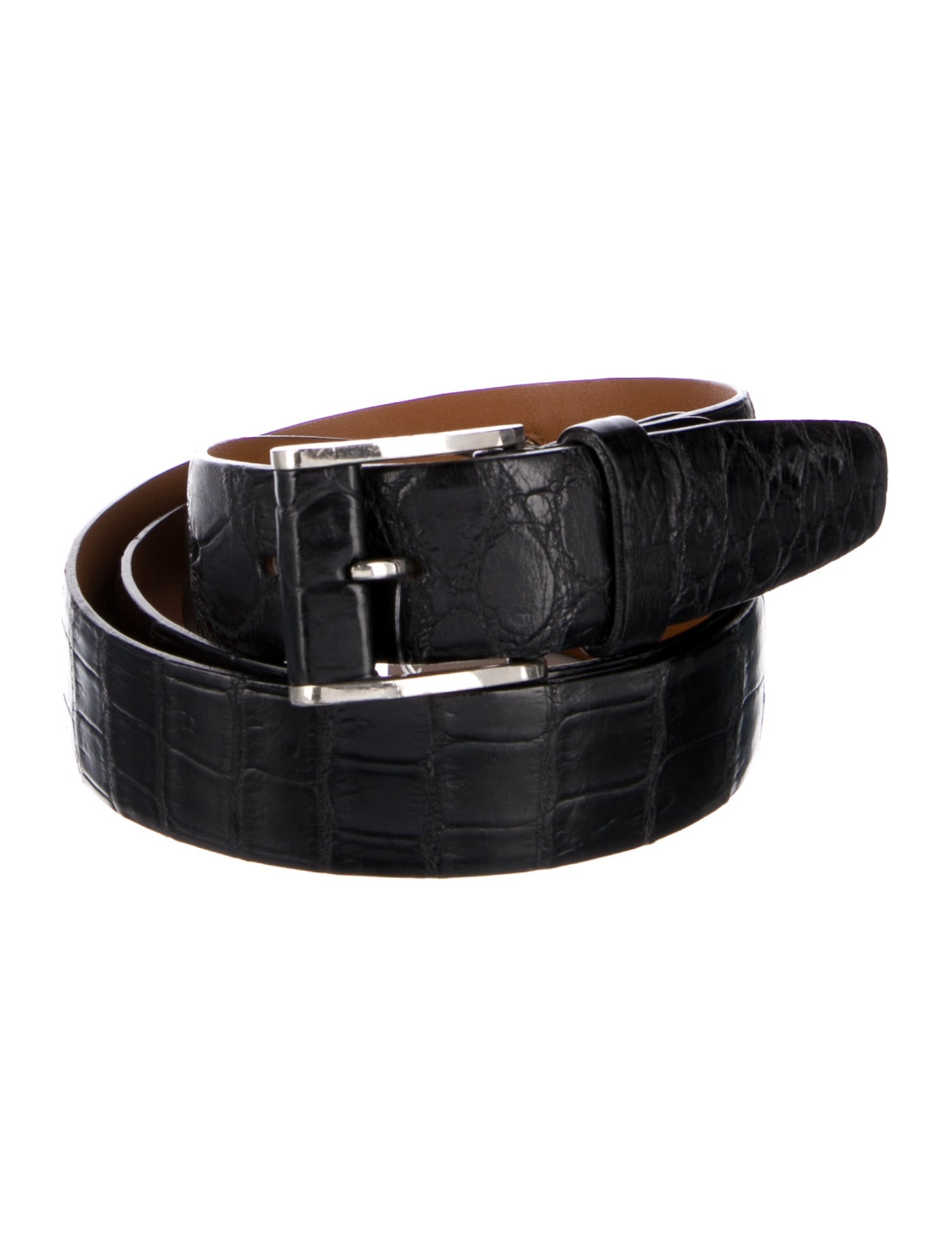 Zilli Skinny Embossed Leather Belt