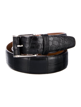 Zilli Skinny Embossed Leather Waist Belt