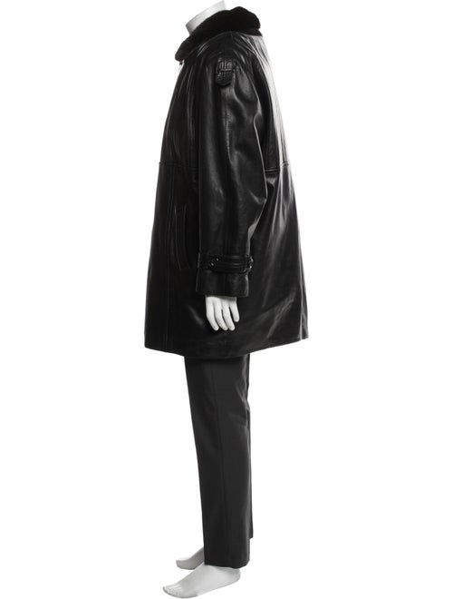 Zilli Leather Striped Trench Coat