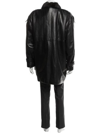 Zilli Leather Striped Trench Coat