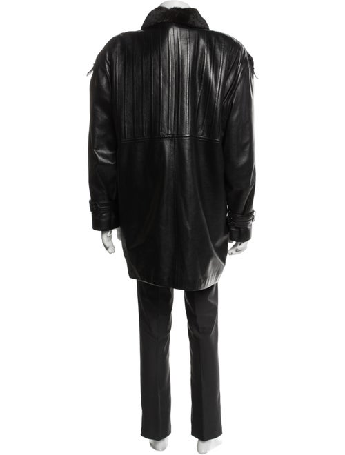 Zilli Leather Striped Trench Coat