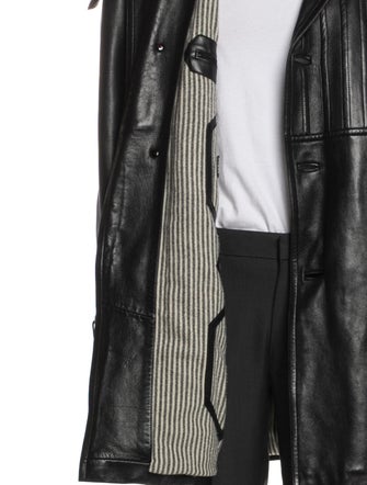 Zilli Leather Striped Trench Coat