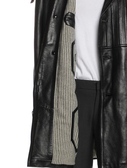 Zilli Leather Striped Trench Coat